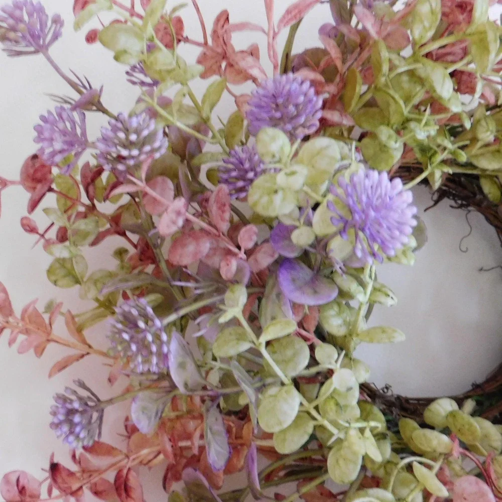 Small Fall Wreath with Neutral‎ Colors Autumn warm hues Purple Housewarming Gift